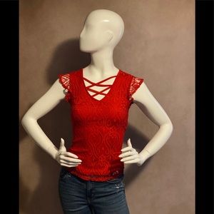 Red Lace SS Tee